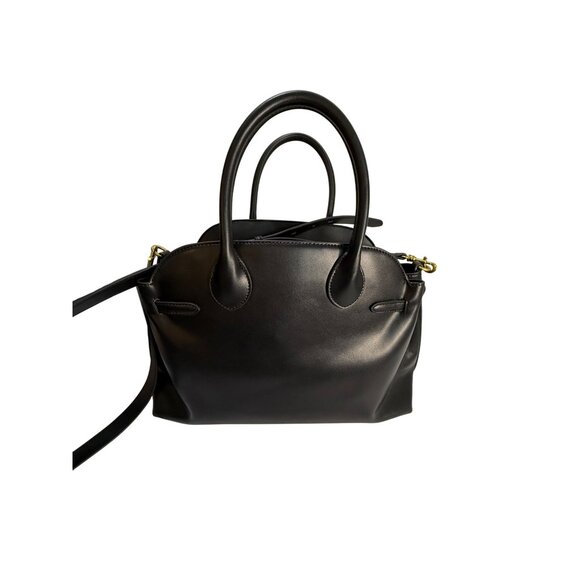 Coach Inspired Black Leather Handbag With Detachable Strap &‎ Gold Hardware - Picture 3 of 14